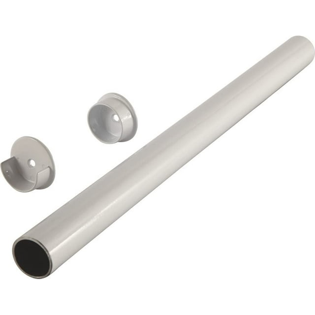 TAG Hardware 3 Piece Set - 1 5/16 Inch Diameter Round Wardrobe Tube Closet Rod with End Supports - White (35 3/4")