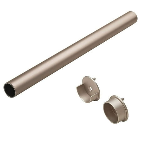 TAG Hardware Closet Rod Round - with End Supports, Synergy Collection (Matte Nickel, 35 3/4")