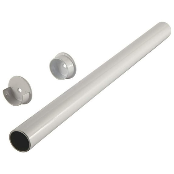 TAG Hardware Closet Rod Round - with End Supports, Synergy Collection (White, 47 15/16")