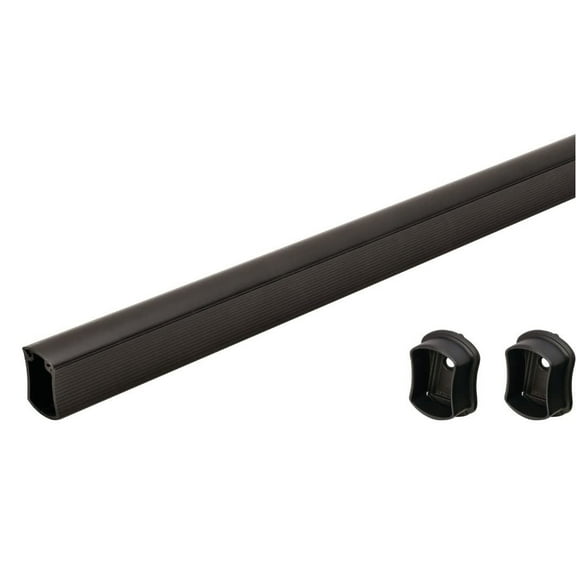 TAG Hardware Wardrobe Closet Rod Concave Shape with End Supports and Protective Cap Black (18 INCH LONG)