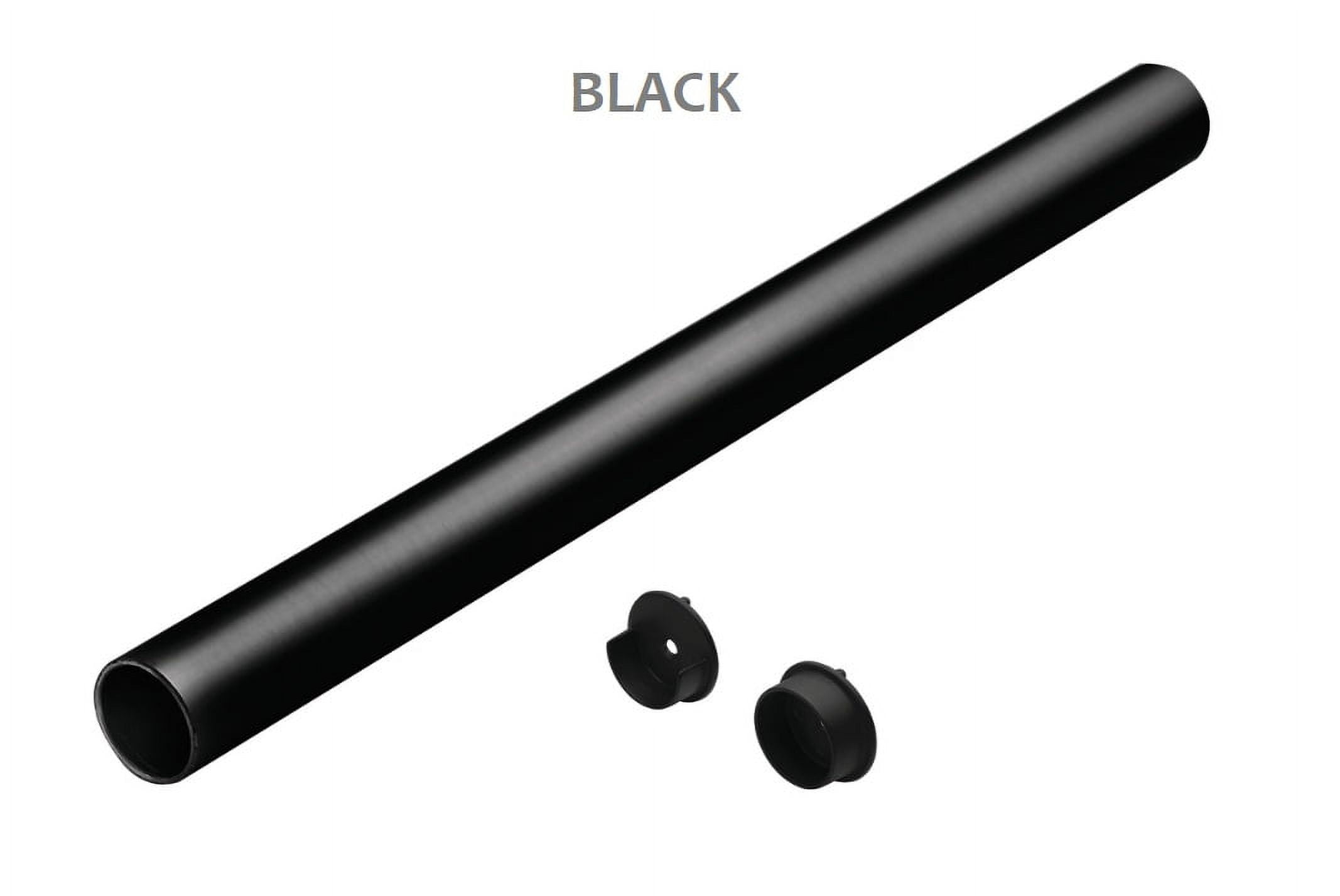 TAG Hardware closet rod round with end supports, synergy collection (Matte Black, 23 3/4