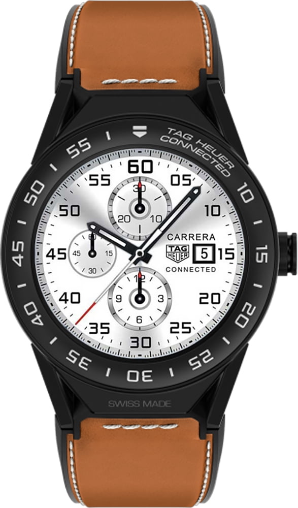 Brown Leather Strap Tag Heuer Connected Modular 45 Strap Tag Heuer