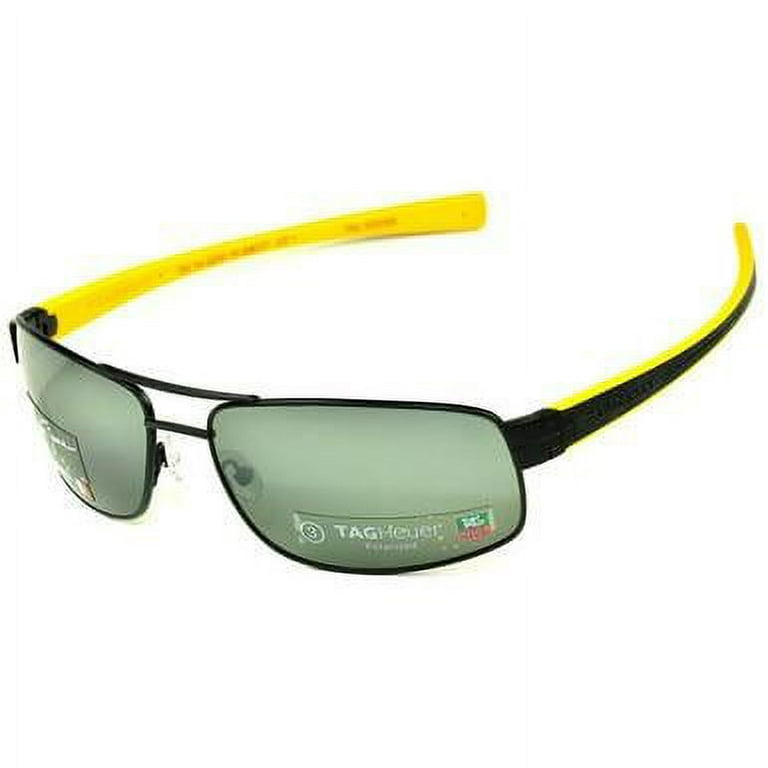 TAG Heuer LRS 0251 111 Men s Matte Black Yellow Polarized Lens Sunglasses