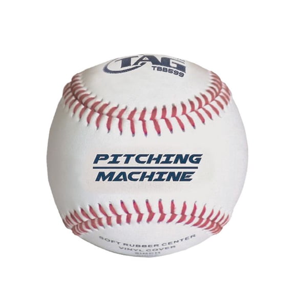 TAG Leather Cover Pitching Machine Baseball, 1 Dozen (12 Baseballs), Unicore Center, Flat Seams