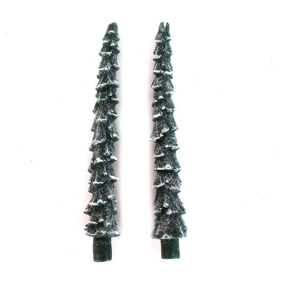 TAG Rustic Holiday Decor Spruce Tree Taper Candles Green Set of 2