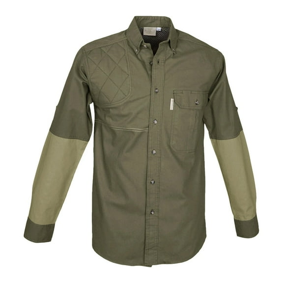 TAG SAFARI Adult Male Clay Bird Long Sleeve Shirt, Color: Moss/Khaki, Size: 2XL