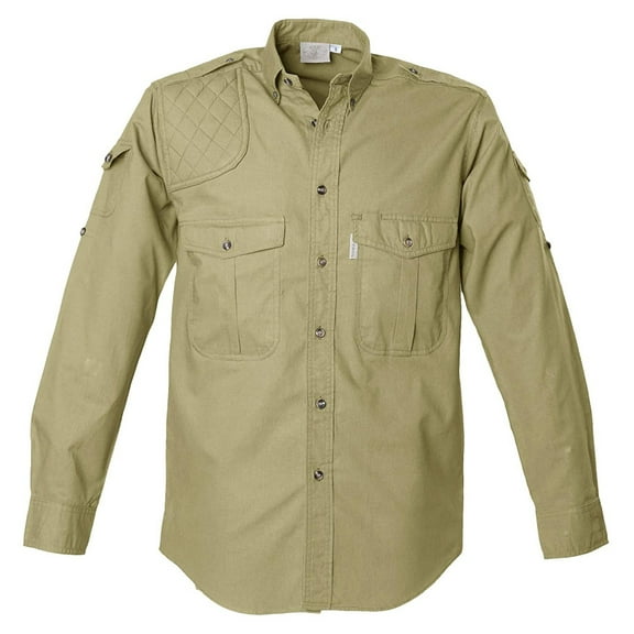 TAG SAFARI Adult Male Shooter Long Sleeve Shirt, Color: Khaki, Size: S