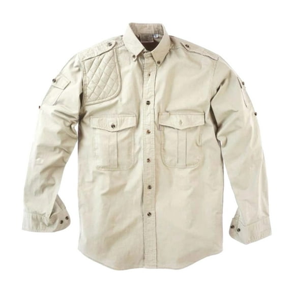 TAG SAFARI Adult Male Shooter Long Sleeve Shirt, Color: Stone, Size: M