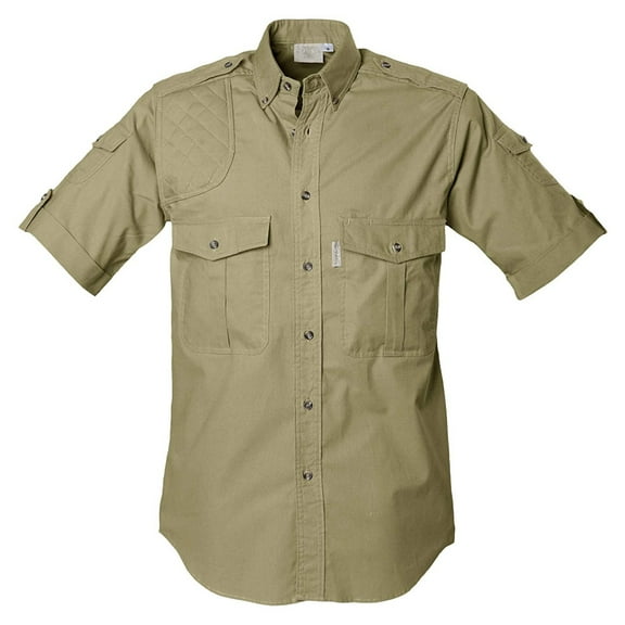 TAG SAFARI Adult Male Shooter Short Sleeve Shirt, Color: Khaki, Size: M
