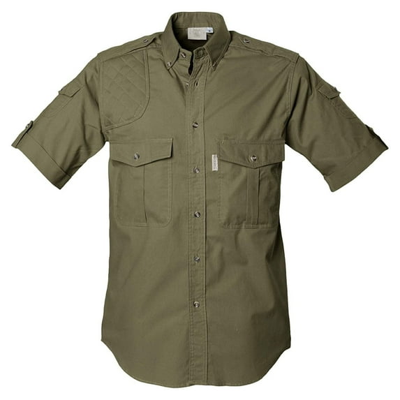 TAG SAFARI Adult Male Shooter Short Sleeve Shirt, Color: Moss, Size: L