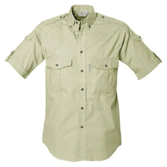 TAG SAFARI Adult Male Shooter Short Sleeve Shirt, Color: Stone, Size: 2XL