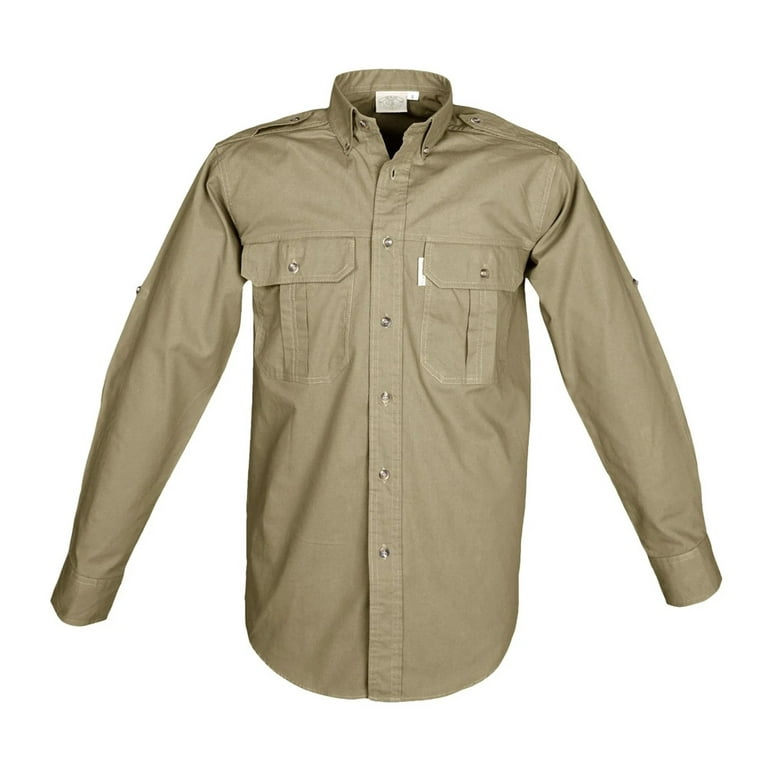 TAG SAFARI Adult Male Trail Long Sleeve Shirt, Color: Khaki, Size: S