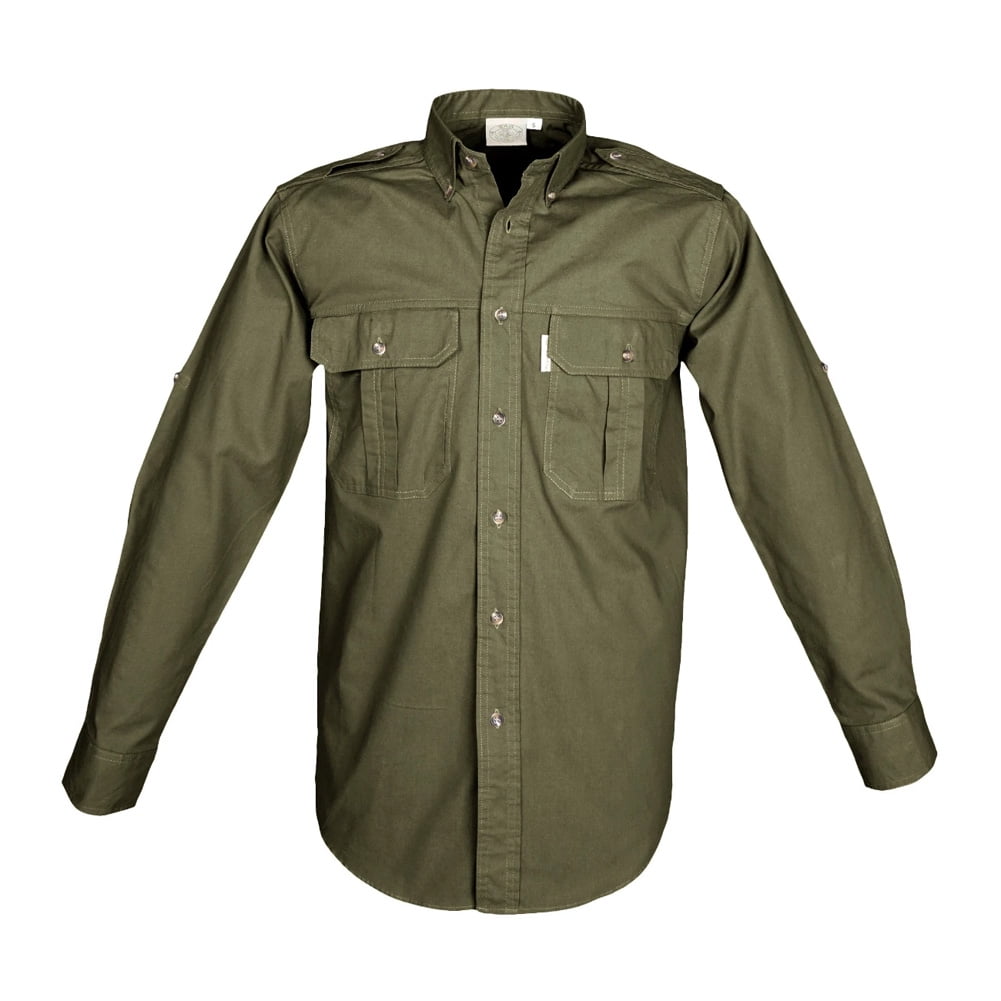 TAG SAFARI Adult Male Trail Long Sleeve Shirt, Color: Khaki, Size: 2XL 