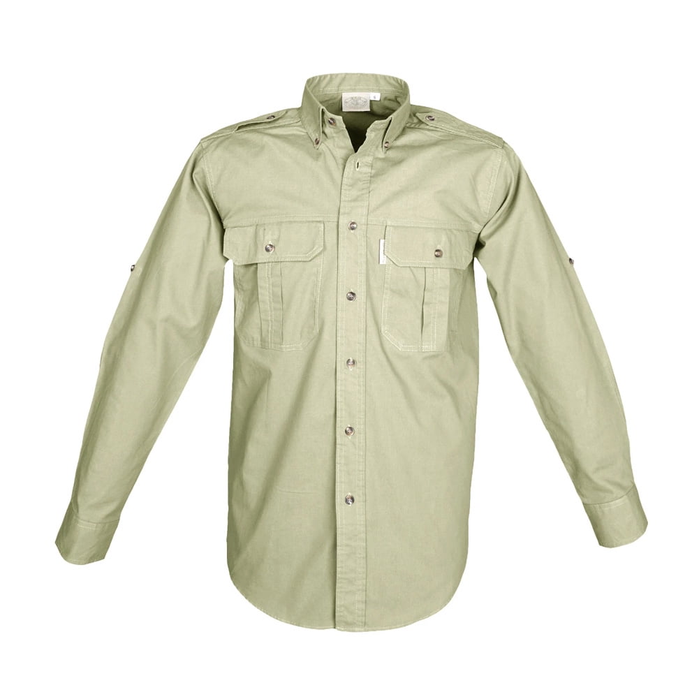 TAG SAFARI Adult Male Trail Long Sleeve Shirt, Color: Stone, Size: 2XL 