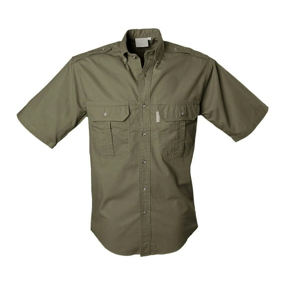 TAG SAFARI Adult Male Trail Short Sleeve Shirt, Color: Moss, Size: 2XL
