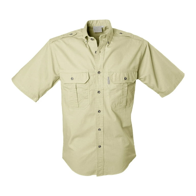 TAG SAFARI Trail Shirt for Men Short Sleeve, Color: Stone, Size: 3XL  (TAGS-MS-039S/S-P867-S-3XL) 