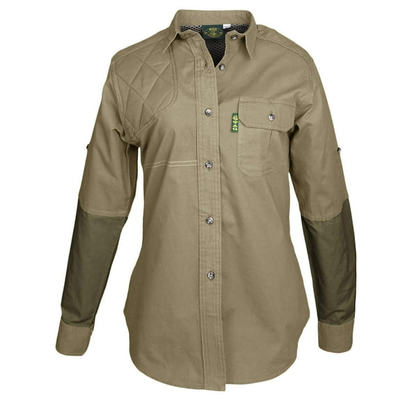 TAG Safari Clay Bird Shirt for Women - L-Sleeve (Khaki/Moss, X-Small)