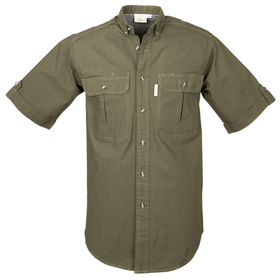 TAG Safari Men's Adventure Long Sleeve Shirt w Chest Pockets. (Moss, Large)