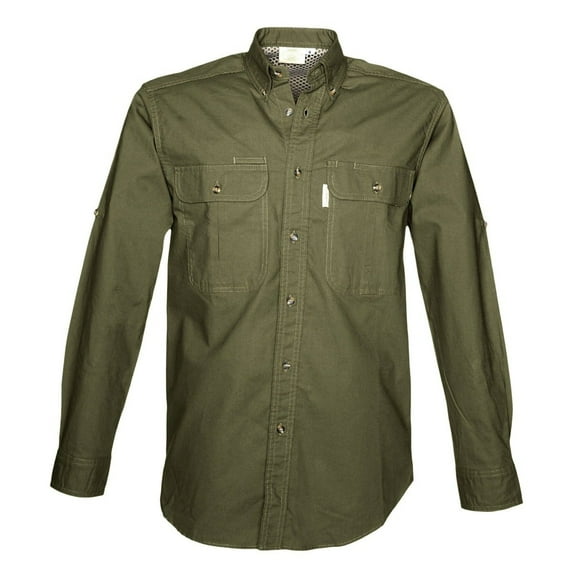 TAG Safari Men's Adventure Long Sleeve Shirt w Chest Pockets. (Moss, Medium)