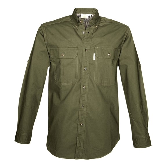TAG Safari Men's Adventure Long Sleeve Shirt w Chest Pockets. (Moss, XX-Large)