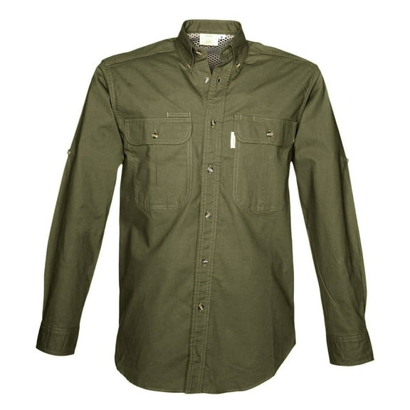 TAG Safari Men's Adventure Long Sleeve Shirt w Chest Pockets. (Moss, XX-Large)