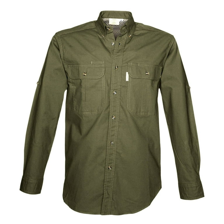 TAG Safari Men's Adventure Long Sleeve Shirt w Chest Pockets. (Moss,  XX-Large)