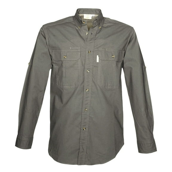 TAG Safari Men's Adventure Long Sleeve Shirt w Chest Pockets. (Olive, Medium)