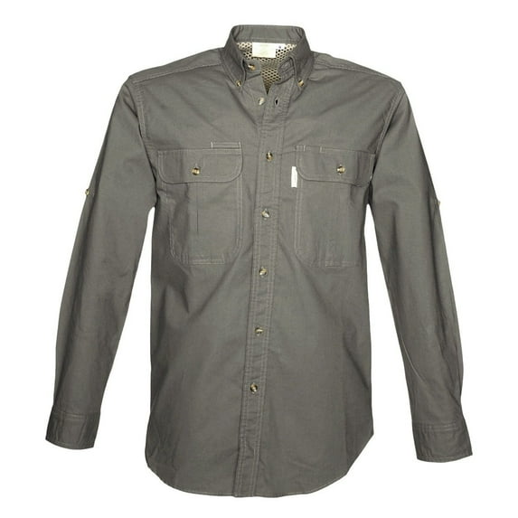TAG Safari Men's Adventure Long Sleeve Shirt w Chest Pockets. (Olive, X-Large)