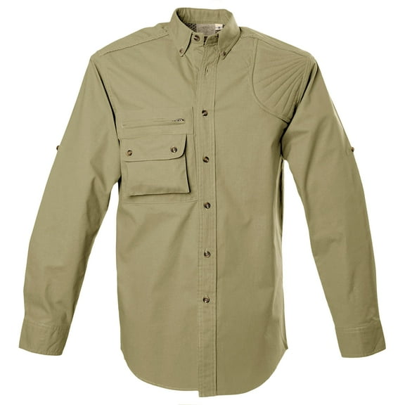 TAG Safari Men's Left Hand Hunter Shirt for Men in Long Sleeves (Khaki, Small)