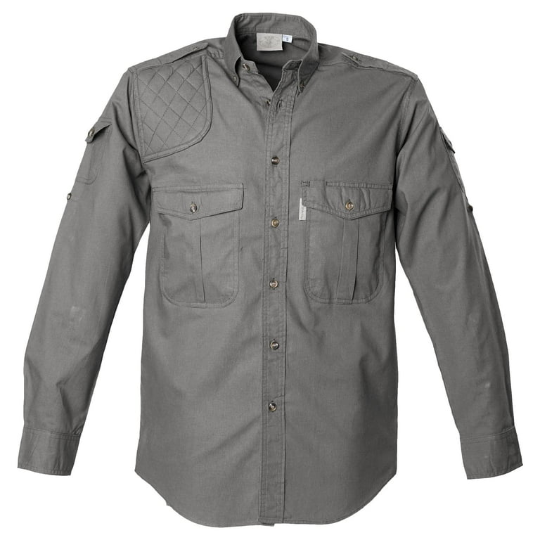 TAG Safari Men's Long Sleeve Shooter Shirt (Olive, Small) 
