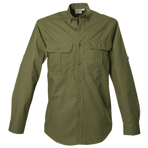 TAG Safari Men's Safari Long Sleeve Shirt w Chest Pockets (Moss, Large)
