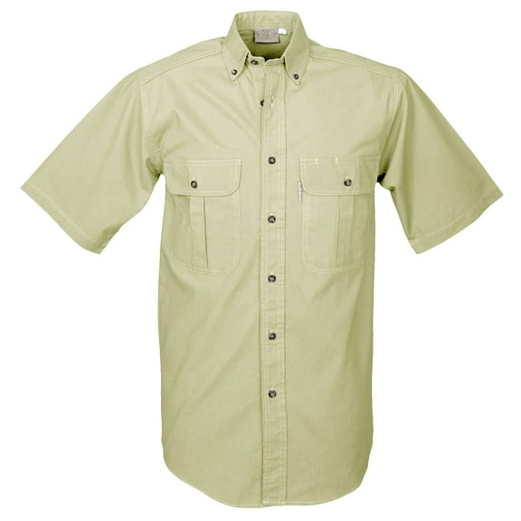 TAG Safari Men's Safari Short Sleeve Shirt w Chest Pockets (Stone, Large)