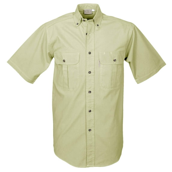 TAG Safari Men's Safari Short Sleeve Shirt w Chest Pockets (Stone, Medium)
