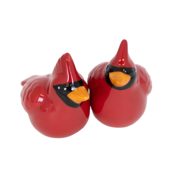 TAG Salt and Pepper Shakers, Vibrant Red Cardinal Festive Decorative Bird Shaped Food Seasoning Set, Hand Painted Earthenware