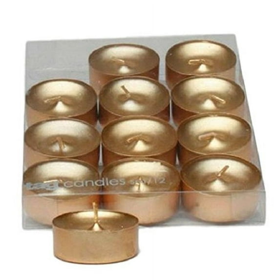 TAG Shimmer Metallic Tealight Candles, Gold - Set of 12 (710324)