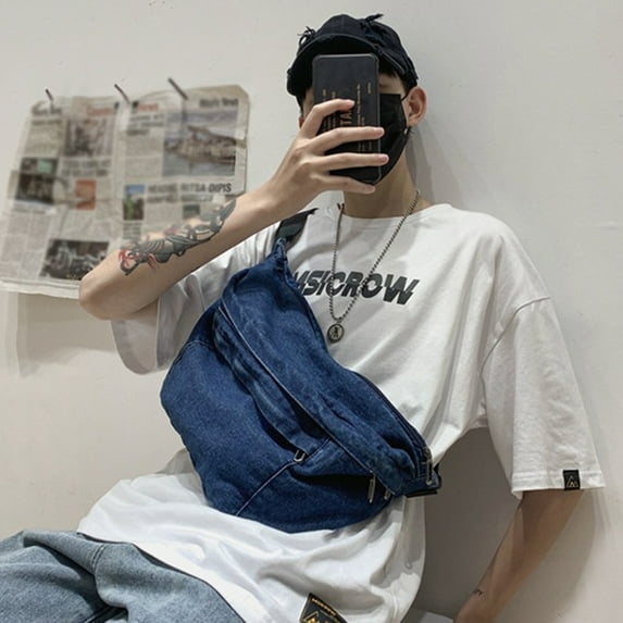 PRETXORVE Denim Shoulder Bag for Women Men Ho-bo Tote Bag Casual Bag Retro Crossbody Bag Large Capacity Purse