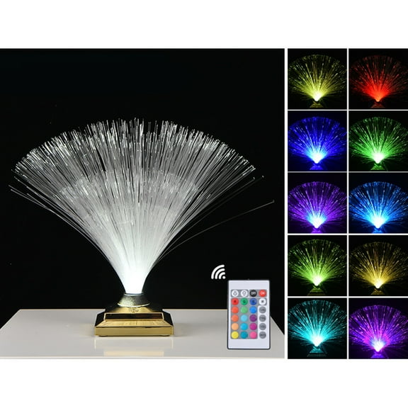 PRETXORVE Fiber Optics Light Color Changing Gold Plated Base - USB Powered - 12.4 Inches - Fiber Optics Center Sensor Light