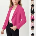 thumbnail image 1 of TAGOLD Girls Coats 5-14 Years Girls -Winter Solid Long Sleeve Lapel Short Blazer Outerwear, 1 of 5