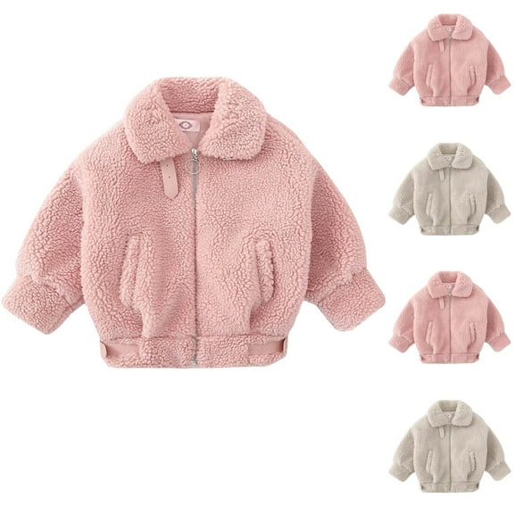 TAGOLD Girls' Outerwear Jackets Solid Long Sleeve Non-Hooded Warm Zipper Fleece Jacket Big Kids Outerwear
