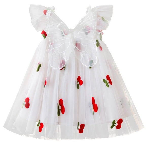 TAGOLD Girls Party Dress, Toddler Kids Baby Girls Cute Summer Mesh Fruit Print Elegant Wing Dress Skirt