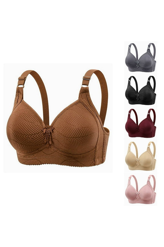 Plus Size Bra for Womens,Womens Summer Bra,Women's Underwear With Gathered Upper Support Sagging Adjustment Type No Steel Ring Bra