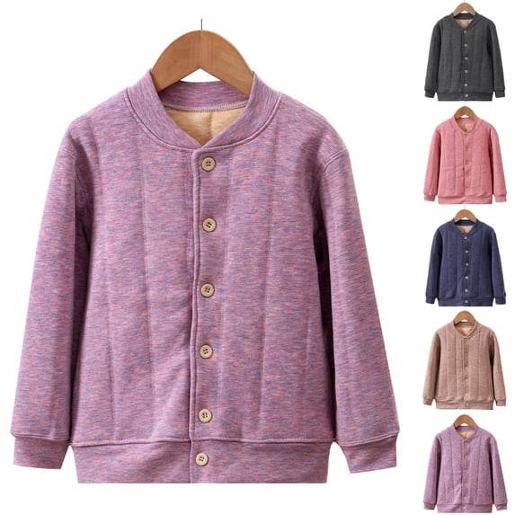 TAGOLD Jackets for Kids 3-17 Years Kids Outerwear Jackets Coats Solid Long Sleeve Zipper Unisex Thickened Warm Casual Jacket for Boys and Girls
