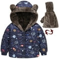 thumbnail image 1 of TAGOLD Kids Coats, Toddler Baby Boys Girls Flower Print Plush Cute Winter Thick Casual Keep Warm Hooded Coat Jacket, 1 of 5