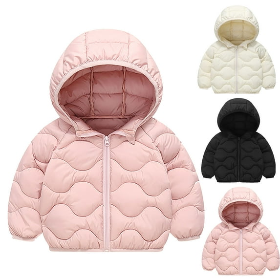 TAGOLD Kids Outerwear Coats Jackets for Kids 2-8 Years Unisex Solid Coat Hooded Zip Jacket with Pockets Winter Outerwear
