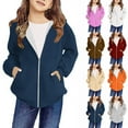 thumbnail image 1 of TAGOLD Kids Outerwear Coats Jackets for Kids 4-12 Years Unisex Long Sleeve Solid Casual Sports Hooded Sweatshirt Jacket Fall Winter, 1 of 5