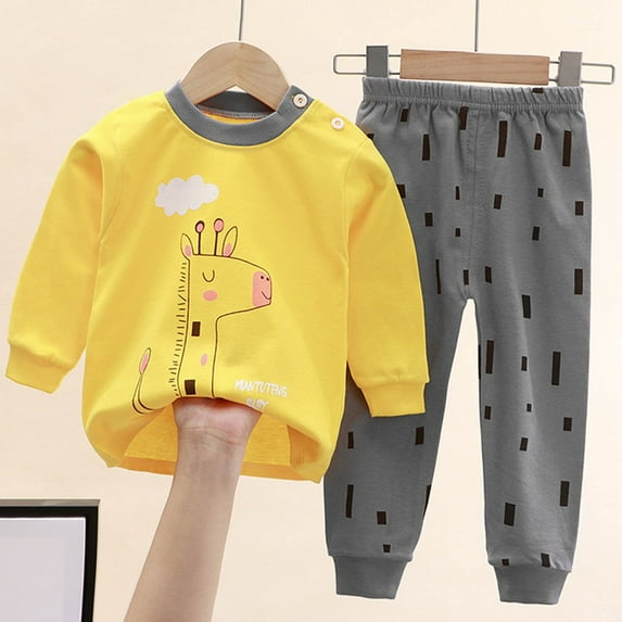 TAGOLD Kids Toddler Casual 2 Piece Outfits Set,Boys Girls Long Sleeve Winter Sets,Child Spring Printing Pants Long Sleeve Round-Neck Blouses Sets,120