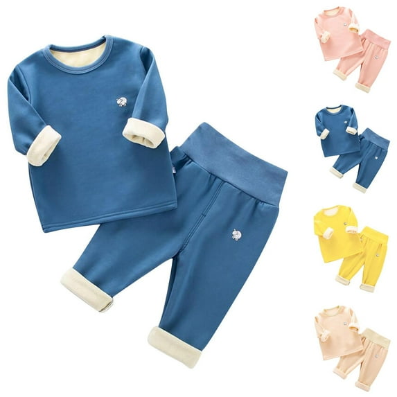 TAGOLD Kids Toddler Casual 2 Piece Outfits Set,Boys Girls Long Sleeve Winter Sets,Children's Long Sleeved Round Neck Top Long Pants And Thick Velvet Home Suit Set,3 Months