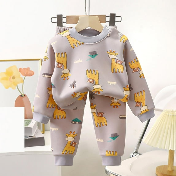 TAGOLD Kids Toddler Casual 2 Piece Outfits Set,Boys Girls Long Sleeve Winter Sets,Children's Round Neck Long Sleeved Elastic Waisted Pants With Home Suit Set,6 Months