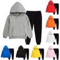 thumbnail image 1 of TAGOLD Kids Toddler Casual 2 Piece Outfits Set,Boys Girls Long Sleeve Winter Sets,Children's Solid Color Hooded Sweatshirt And Long Pants Two-piece Set For Kids,14-15 Years, 1 of 4