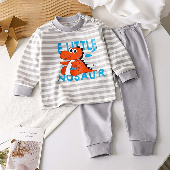 TAGOLD Kids Toddler Casual 2 Piece Outfits Set,Boys Girls Long Sleeve Winter Sets,Fashion Girls And Boys' Casual Long Sleeve Round Neck Collar Botton Printed Long Pants Sets,2 Years